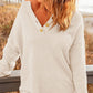 Women's Casual Loose Button Neck Waffle Knit Sweater