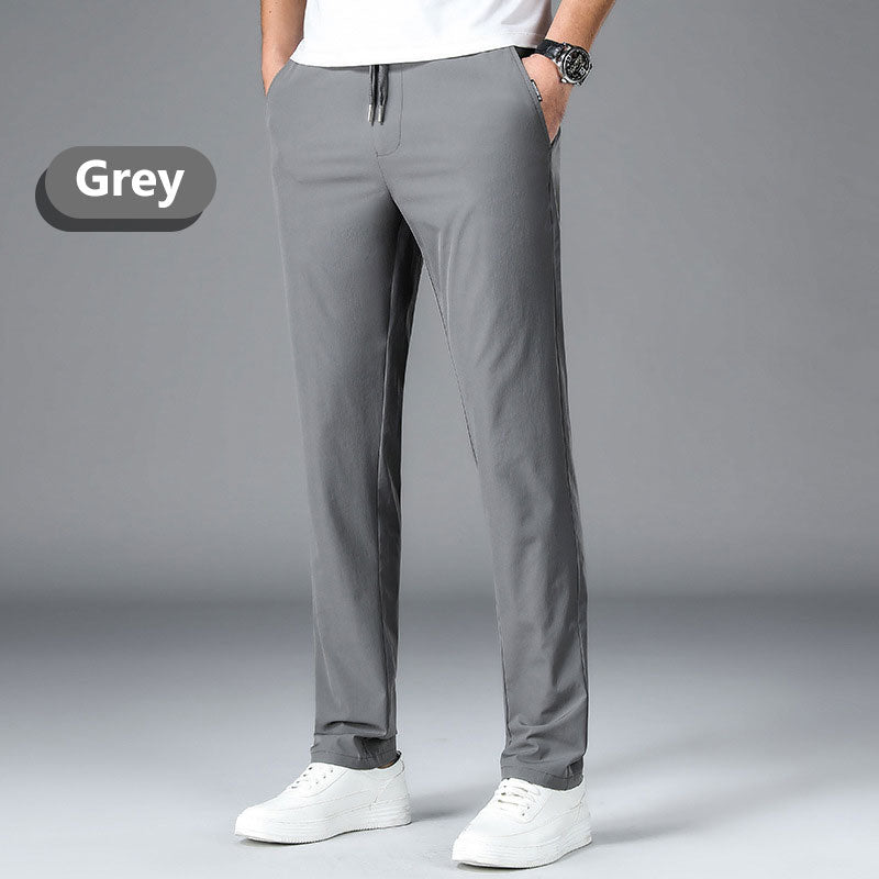Elastic Waist Straight-Leg Pants for Men