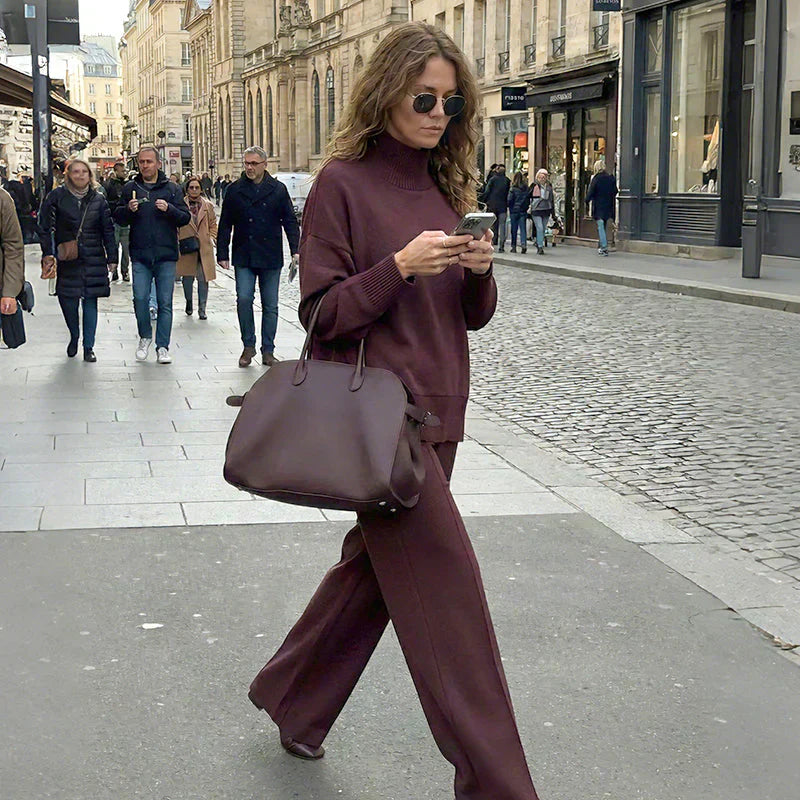 💥High-Neck Side-Zip Sweatshirt & Pants Set 👚👖
