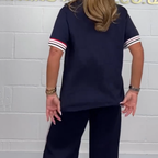 💖Side Stripe Short Sleeve T-Shirt & Wide Leg Joggers Set