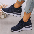 👟 Rhinestones-Embellished Breathable Mesh Sneakers – Sparkle Design, Airy Comfort & Grippy Soles ✨