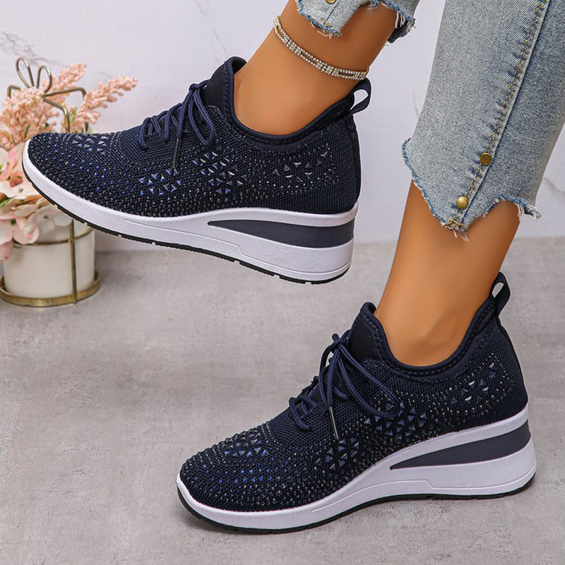 👟 Rhinestones-Embellished Breathable Mesh Sneakers – Sparkle Design, Airy Comfort & Grippy Soles ✨