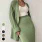 Women's Casual Knit Cardigan Sweater & High Waist Skirt 2-Piece Set