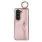 Elegant PU Leather Wallet Phone Case for Samsung with Ring Buckle