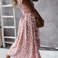 Floral V-neck Wrapped Midi Dress