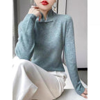 Winter Half Turtleneck Retro Buckle Pullover Knitted Sweater