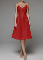 Stylish V-neck Spaghetti Strap A-line dress