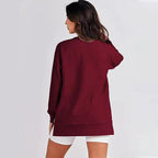 Loose-Fitting Long-Sleeved Sweatshirt with Side Zippers