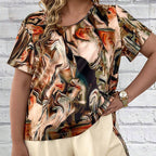 Trendy 2 Piece Set - Print Short Sleeve Tee & Shorts
