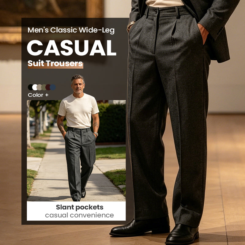 🥳Men's Casual Wide-Leg Pants – Breezy pleated front, easy pull-on style👖