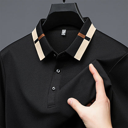 🔥Men's Stretch Ice Silk Short Sleeve Lapel T-shirt