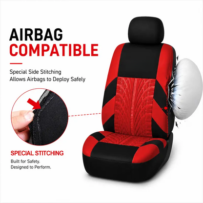 ⏰Car Seat Covers for 5 Seats Universal, Fabric Breathable Car Front & Rear Seat Protectors, Airbag Compatible, Full Protection, Fits Most Cars Trucks Vans SUVs, Red Gray Black Blue Seat Covers