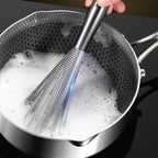 Flexible Stainless Steel Cleaning Brush with a Long Handle for Pots