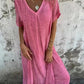 🔥Women's Loose V-neck Cotton Linen Dress
