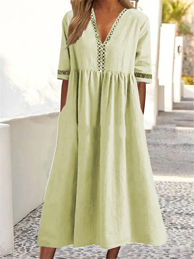 💝Lace V-neck Waist-slimming Dress