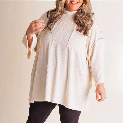 2024 New Oversize High-neck Urban Ribbed Top for Women