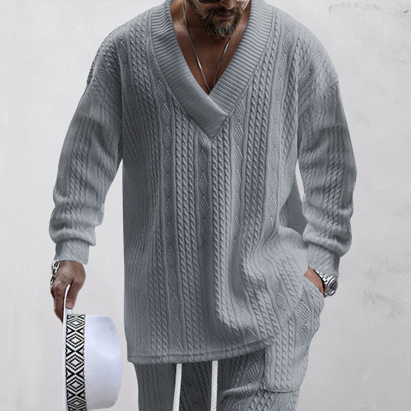 💥Men's 2-Piece V-Neck Baggy Sweatshirt & Joggers Set