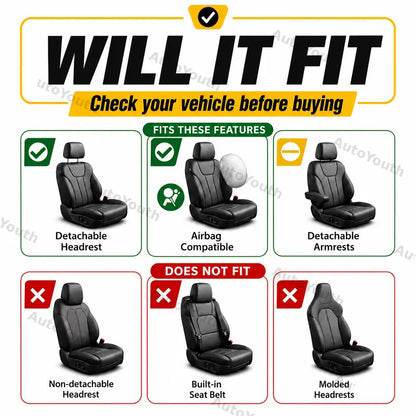 ⏰Car Seat Covers for 5 Seats Universal, Fabric Breathable Car Front & Rear Seat Protectors, Airbag Compatible, Full Protection, Fits Most Cars Trucks Vans SUVs, Red Gray Black Blue Seat Covers