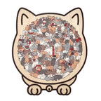 🎁135-Piece Morandi-Colored Cat Shaped Wooden Jigsaw Puzzle