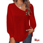Solid Color Raglan Neck Pleated Long Sleeve Women's Top