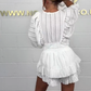 🔥V-Neck Top & Ruffle Hem Shorts Set