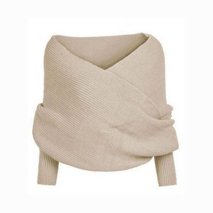✨New Arrival✨Women's Solid Knitted Sweater Scarf with Sleeves