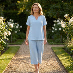 💕Women's Casual Short Sleeve Top & Wide Leg Pants Set☁️