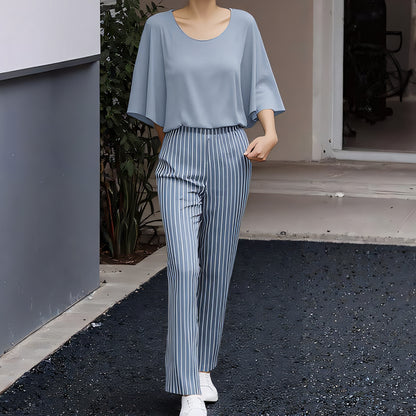 💖Women’s Printed Pants and Crew Neck Top Set