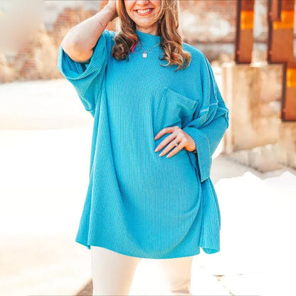 2024 New Oversize High-neck Urban Ribbed Top for Women