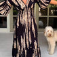 Mother's Day Hot Sale 🔥Casual Print V-Neck Waist Wrap Long Dress