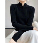 Winter Half Turtleneck Retro Buckle Pullover Knitted Sweater