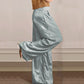Women's Casual Short-Sleeve Top & Wide-Leg Pants Two-Piece Suit