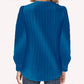 Solid Color Raglan Neck Pleated Long Sleeve Women's Top