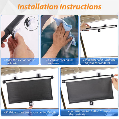 Retractable Window Roller Sunshade for Car & Room