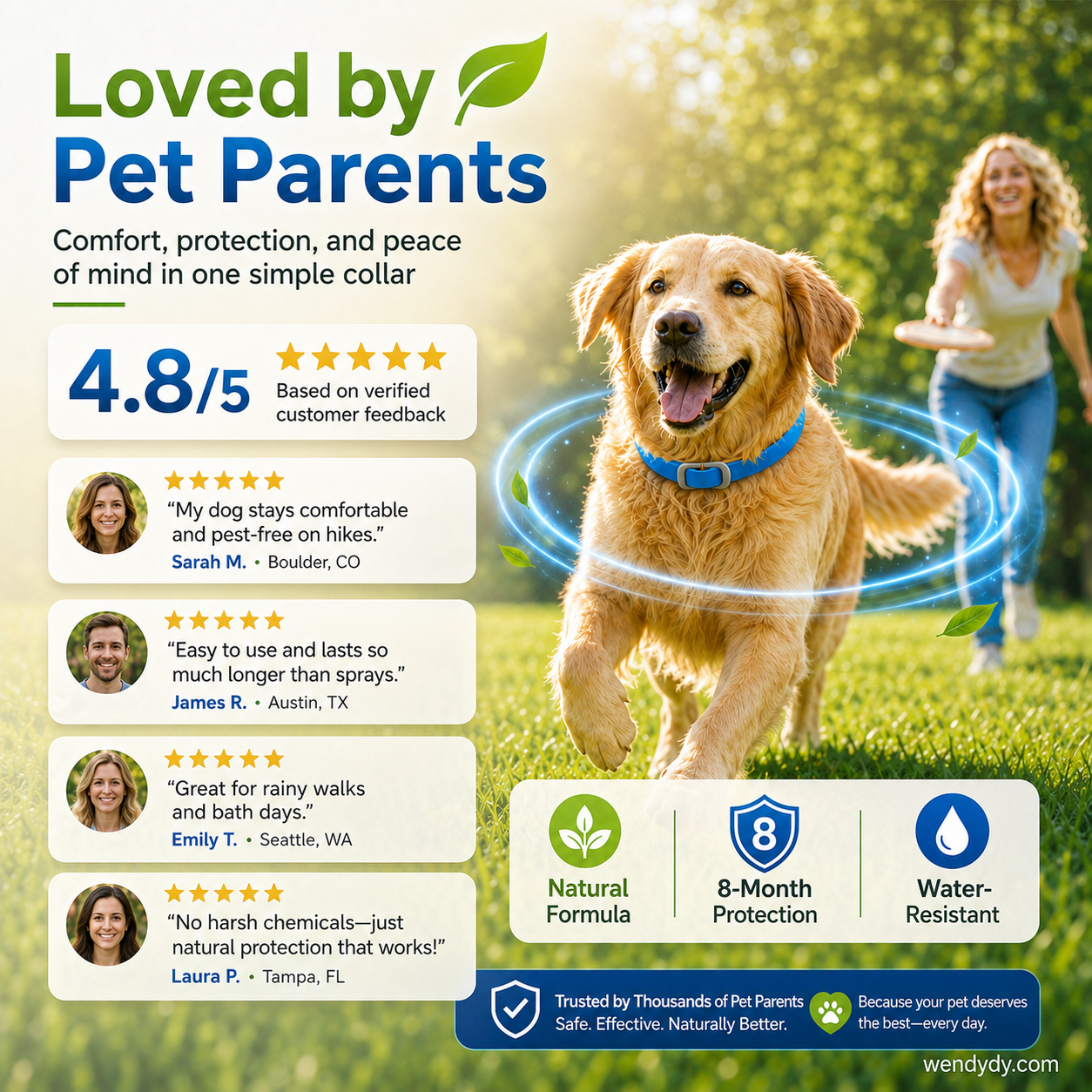 🌿🛡️ Natural Essential Oil Pet Collar – 8‑month flea & tick protection. Plant‑based, no harsh chemicals. Safe for dogs & cats! 🐾✨