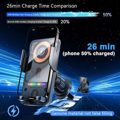 🚗📱 2-in-1 Car Phone Holder & Wireless Charger – 360° Rotation, Strong Grip & Fast Charging 🔋