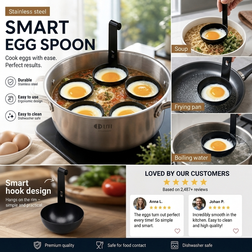 🥚 BUY 1 GET 1 FREE!  🍳 Hanging Ear Poached Egg Molds – Perfect Spa Eggs Every Time 🍳