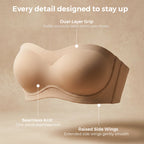 Strapless Push-Up Bra – 360° Non-slip, Wireless & Breathable. 🛡️✨