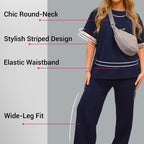 💖Side Stripe Short Sleeve T-Shirt & Wide Leg Joggers Set