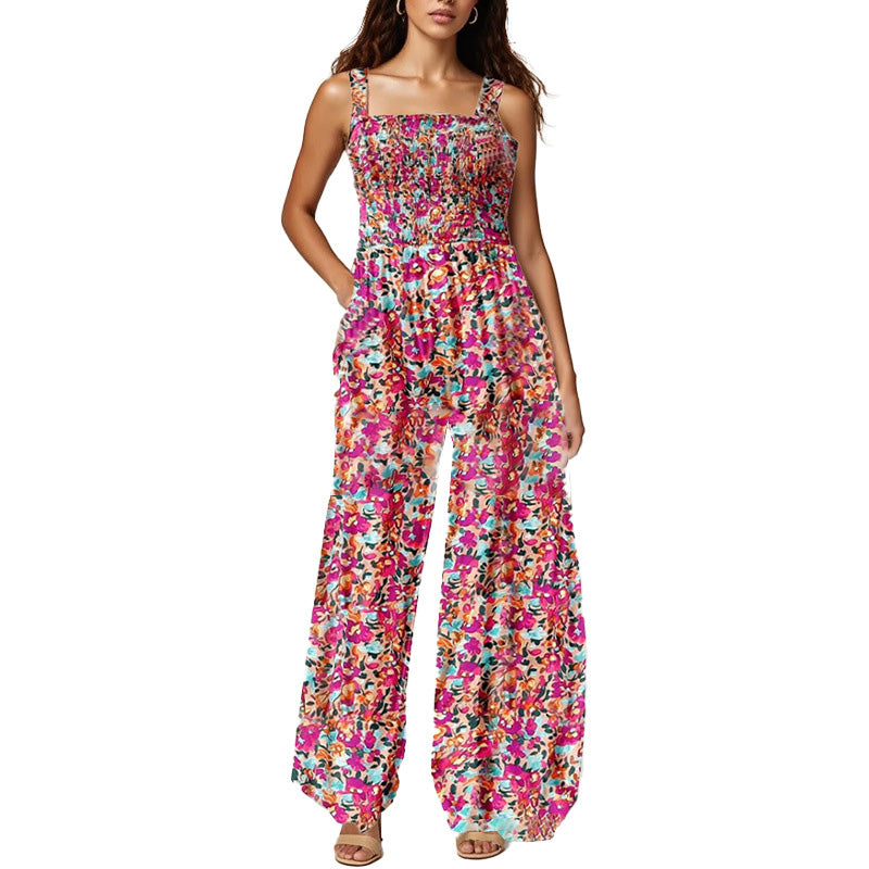 🏖️Summer Hot Sale 🌼🎨Women’s Casual Print Sleeveless Overalls Jumpsuits