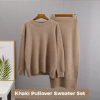 Women's Casual Knit Cardigan Sweater & High Waist Skirt 2-Piece Set