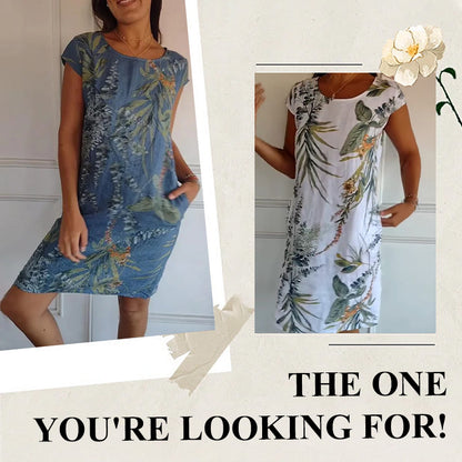 🌸Women's Botanical Print Round Neck Dress