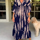 Mother's Day Hot Sale 🔥Casual Print V-Neck Waist Wrap Long Dress