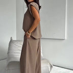 💖Women’s 2-Piece T-Shirt & Wide Leg Dress Pants Set👗