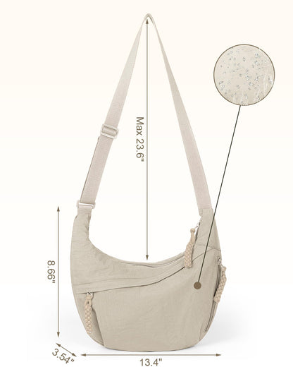 👜Women's Fashion Plain Color Nylon Crossbody Hobo Bag