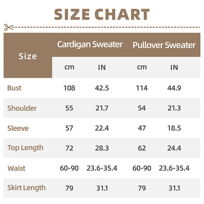 Women's Casual Knit Cardigan Sweater & High Waist Skirt 2-Piece Set
