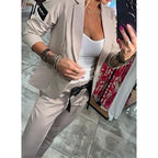 Women's Casual Suit Jacket Pants 2-Piece Set