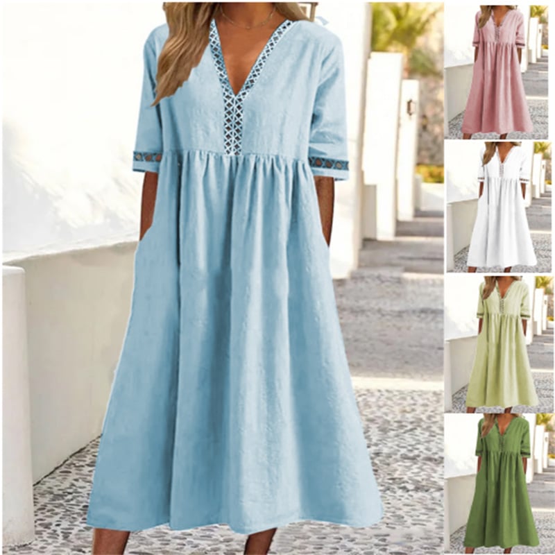 💝Lace V-neck Waist-slimming Dress