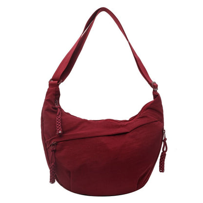👜Women's Fashion Plain Color Nylon Crossbody Hobo Bag