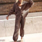 Women's Casual 2-piece Outfits Oversized Knit Cardigan and High-waist Baggy Pants